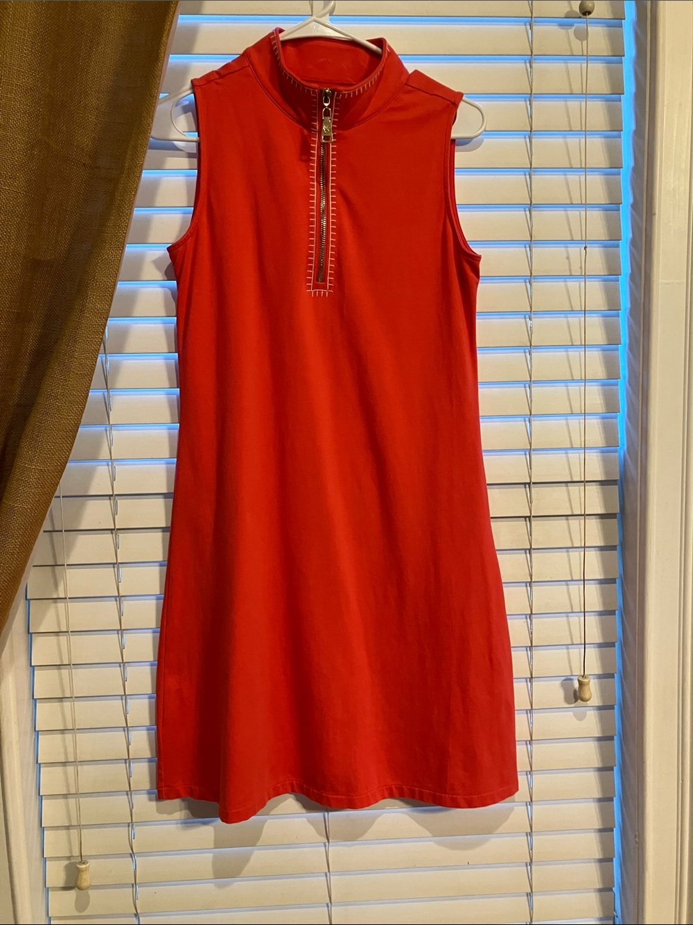 Spartina 449 Coral Red Zip-Front Top